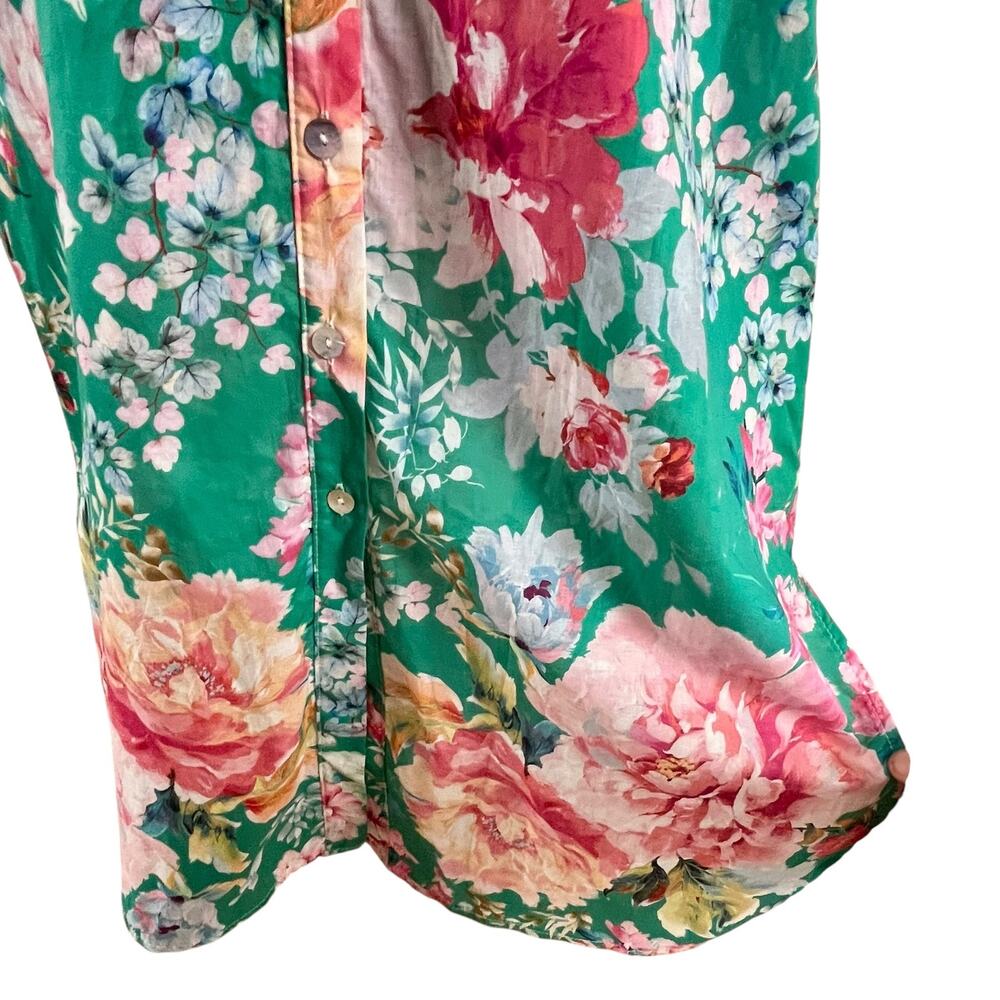 Nota Bene Italy Made Floral Tunic Shirtdress OSFM M/L Resort Coastal Luxe Cotton - Picture 7 of 16